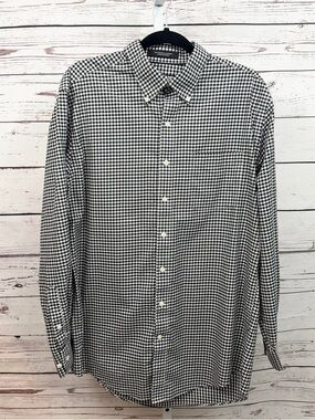 Kirkland Signature Black and White Gingham Button-Down Shirt Size Large